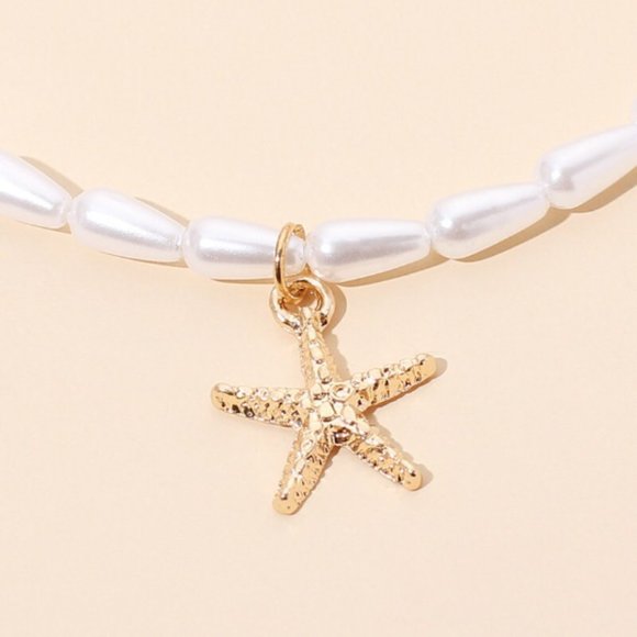 Starfish Sea Star Pendant Pearl Ocean Summer Beach Necklace - Picture 3 of 5